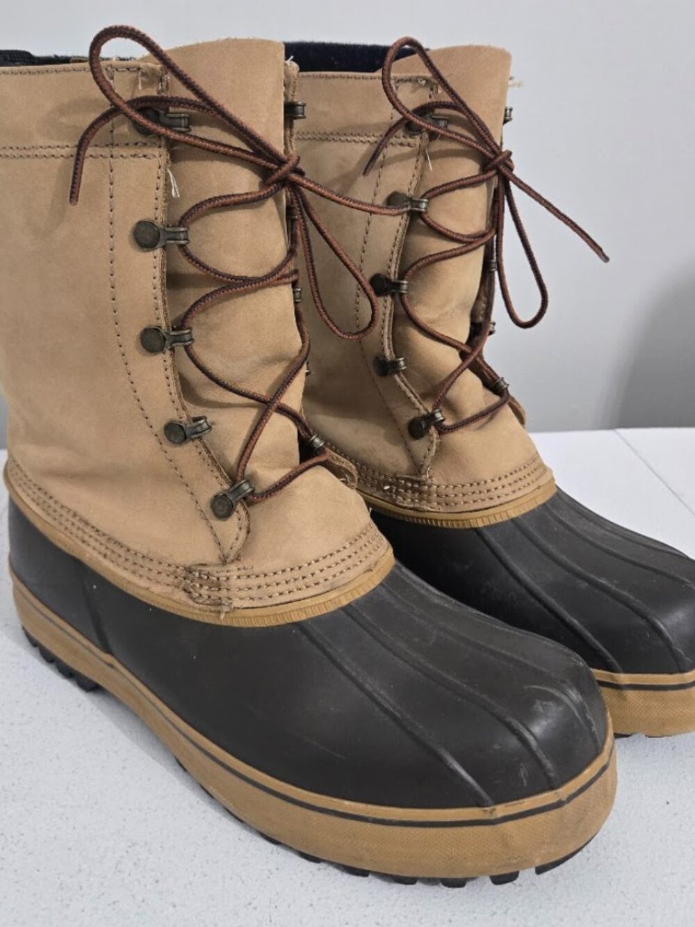 LL Bean Mens Maine Hunting Snow Pac Boots 10" Size 10 D Rubber Leather Insulated